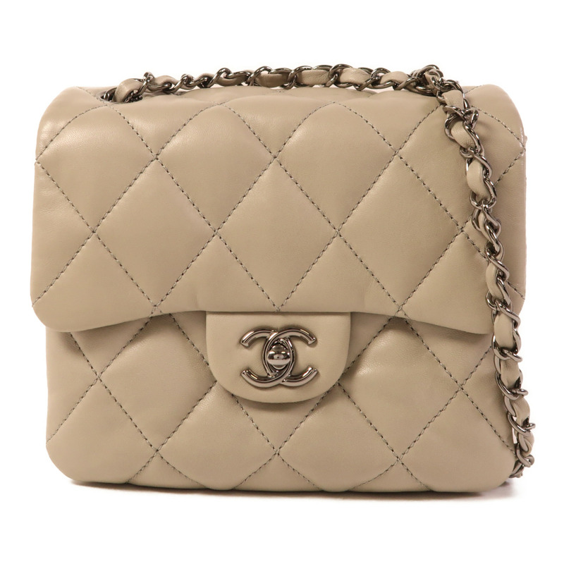 CHANEL 皮革Chain Shoulder銀扣鏈帶肩背袋-0