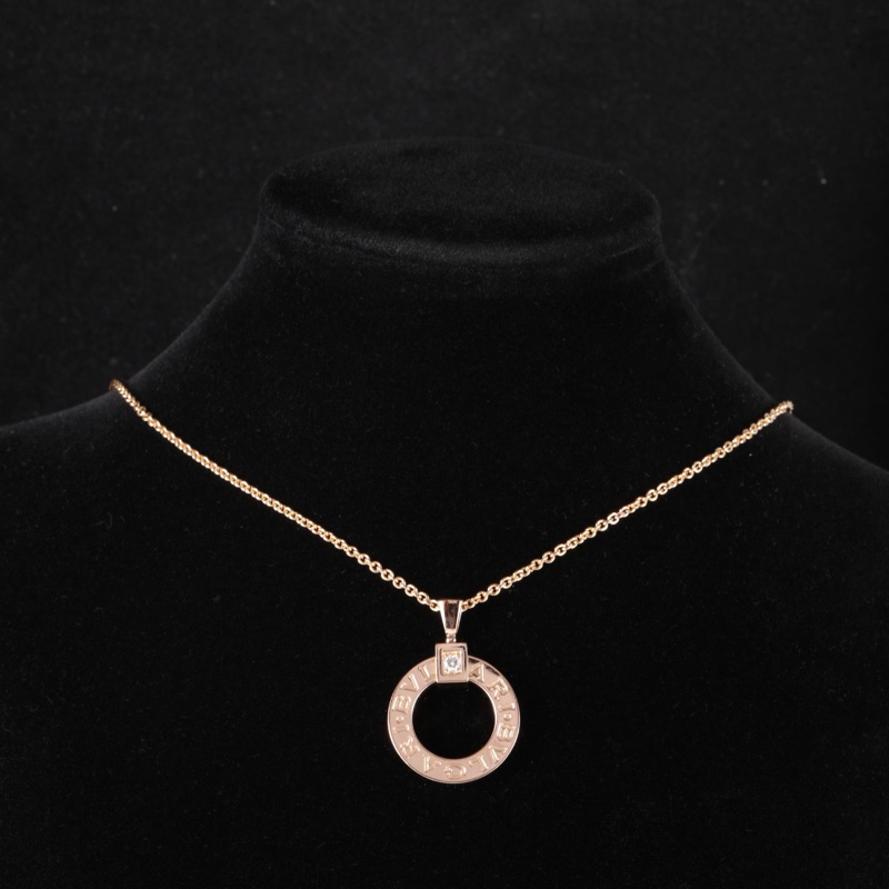 BVLGARI(寶格麗) BVLGARI BVLGARI 單鑽鏤空大圓餅項鏈 18K玫瑰金/鑽石 項鏈 玫瑰金 鑽石/18K-0