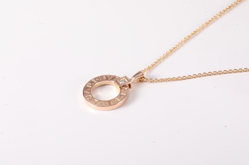 BVLGARI(寶格麗) BVLGARI BVLGARI 單鑽鏤空大圓餅項鏈 18K玫瑰金/鑽石 項鏈 玫瑰金 鑽石/18K-1