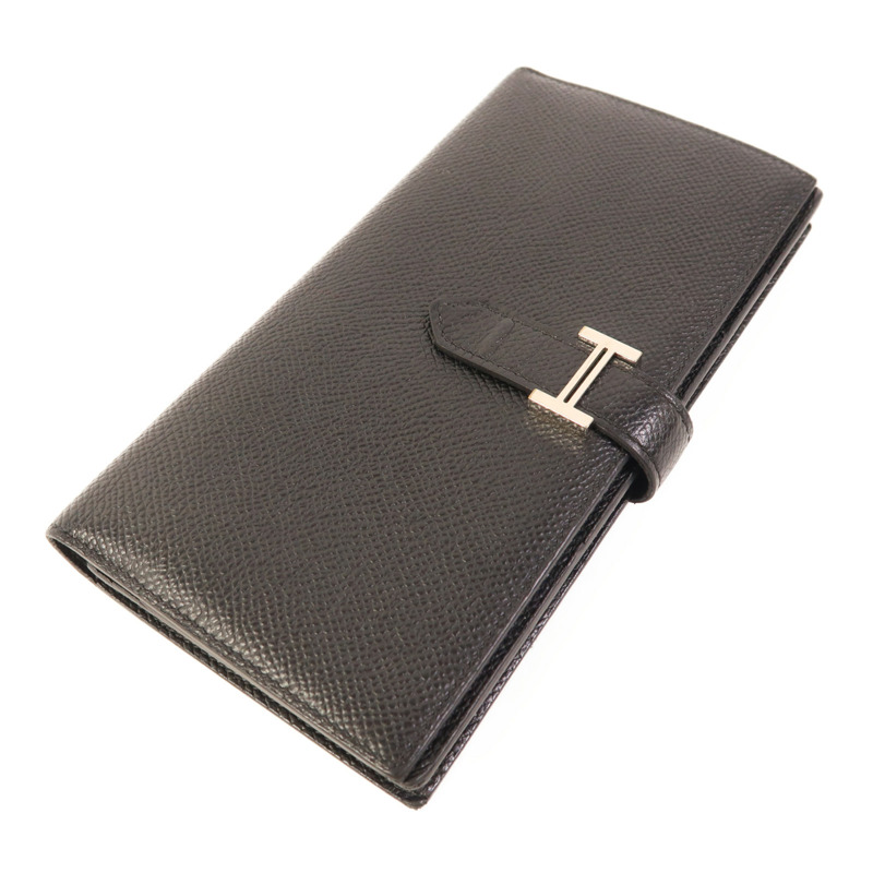HERMES Epsom皮革Bearn Wallet銀扣長錢包Noir-2