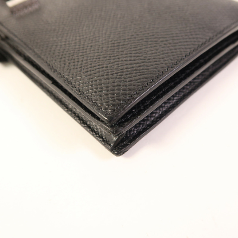 HERMES Epsom皮革Bearn Wallet銀扣長錢包Noir-9