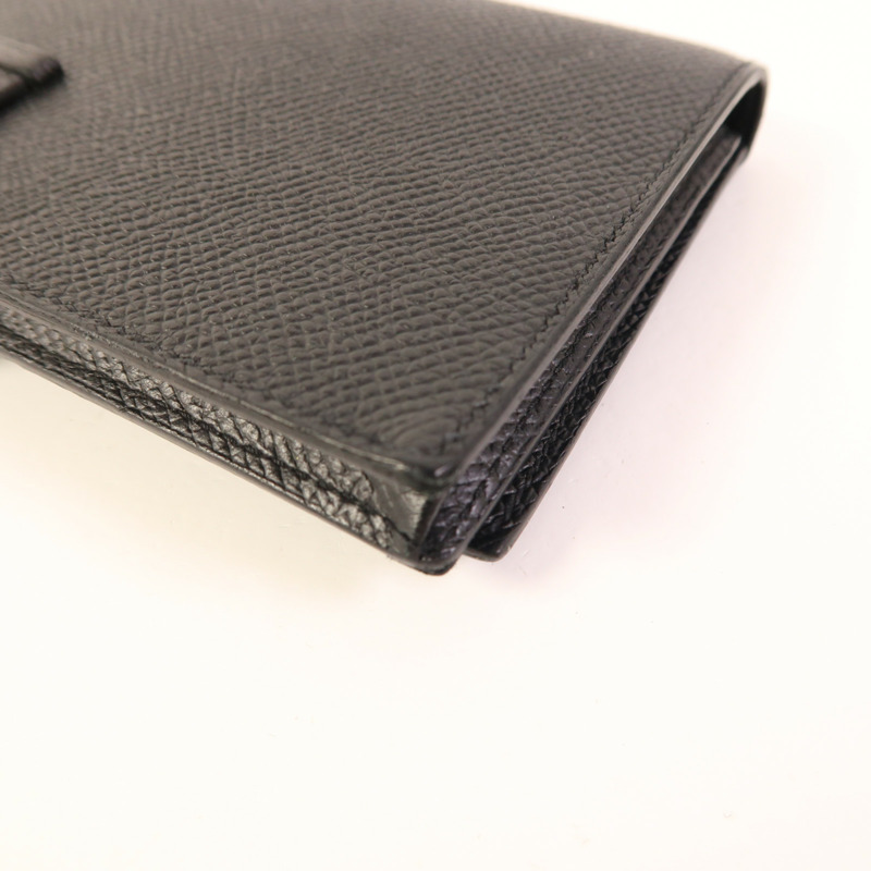 HERMES Epsom皮革Bearn Wallet銀扣長錢包Noir-11
