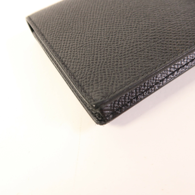 HERMES Epsom皮革Bearn Wallet銀扣長錢包Noir-12