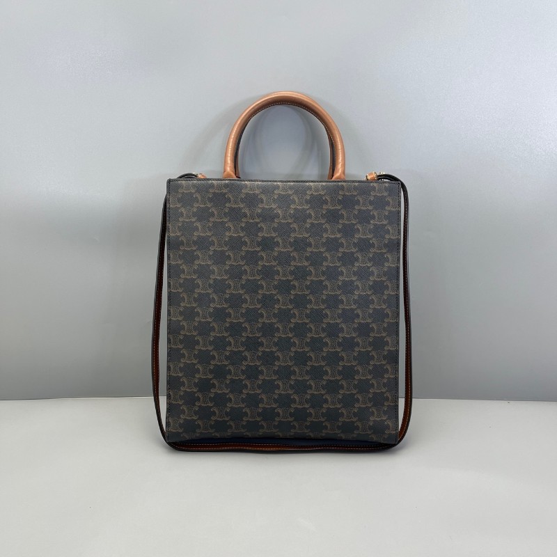 Celine Cabas琴譜小號 凱旋門棕花手提包肩背包tote-1