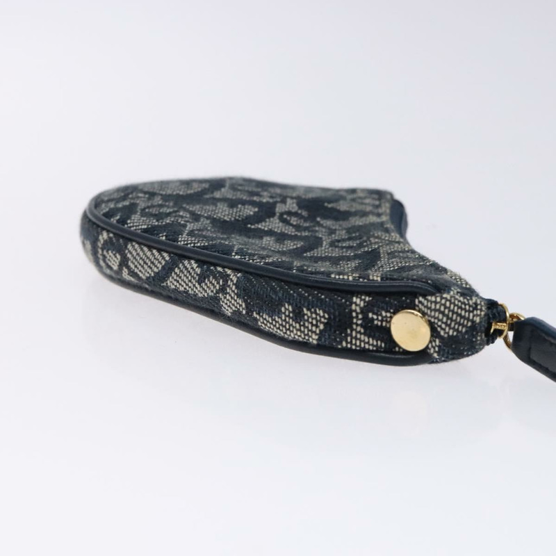 【日本直送】Christian Dior Trotter 帆布馬鞍形零錢包 海軍藍金色 正品 133288-2