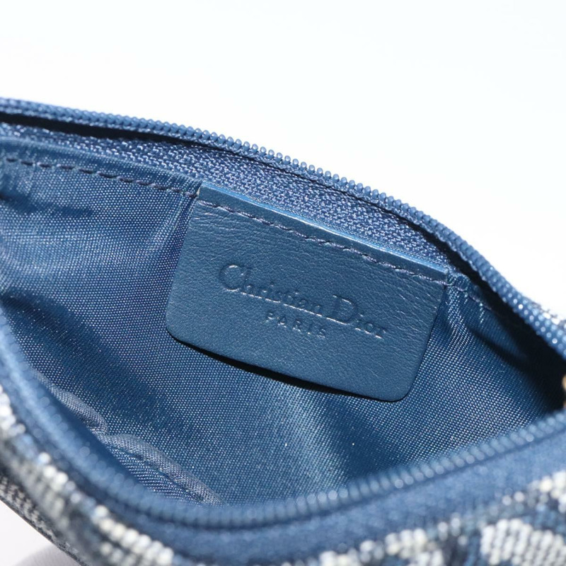 【日本直送】Christian Dior Trotter 帆布馬鞍形零錢包 海軍藍金色 正品 133288-8