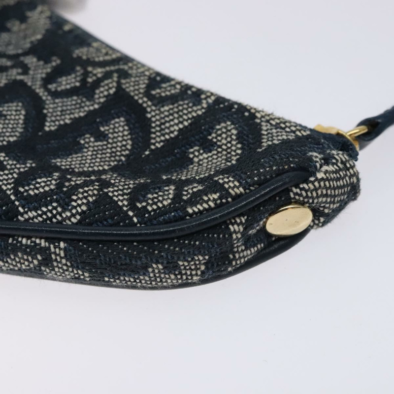 【日本直送】Christian Dior Trotter 帆布馬鞍形零錢包 海軍藍金色 正品 133288-14