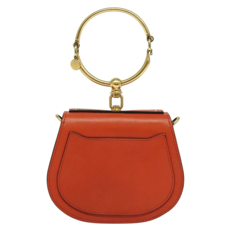 【日本直送】Chloe Etel 手提包 皮革 2way 橙色 金色 正品 133572-1