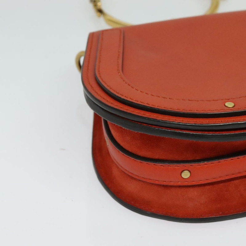 【日本直送】Chloe Etel 手提包 皮革 2way 橙色 金色 正品 133572-7