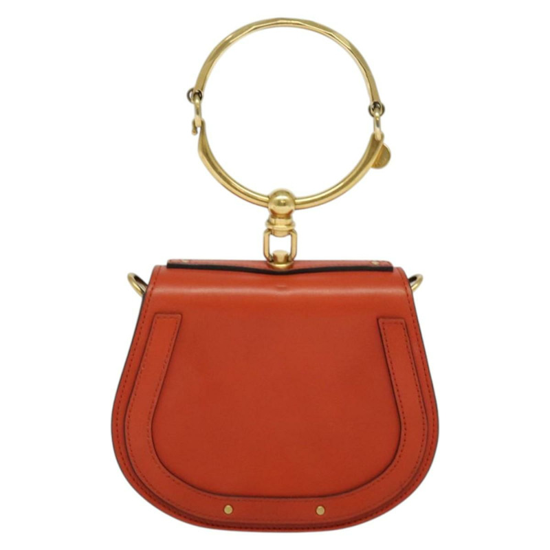 【日本直送】Chloe Etel 手提包 皮革 2way 橙色 金色 正品 133572-12