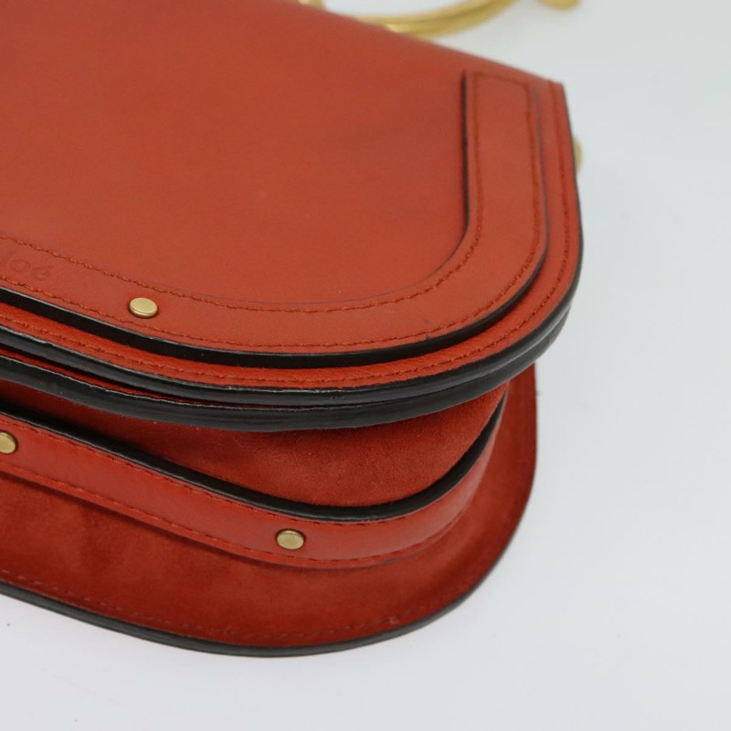 【日本直送】Chloe Etel 手提包 皮革 2way 橙色 金色 正品 133572-14