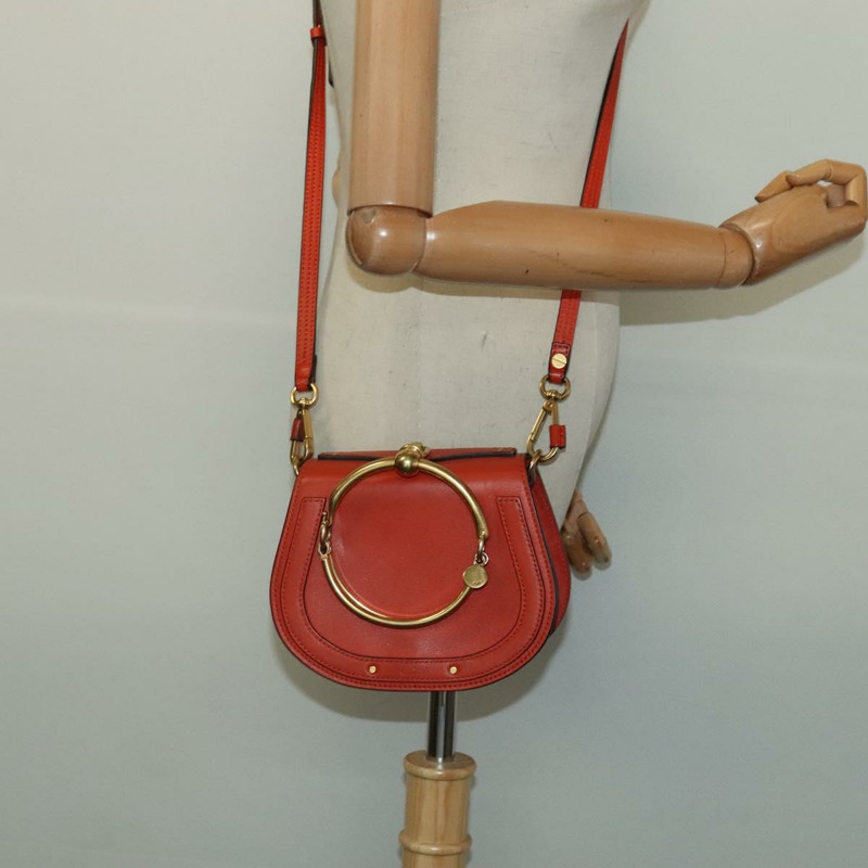 【日本直送】Chloe Etel 手提包 皮革 2way 橙色 金色 正品 133572-22