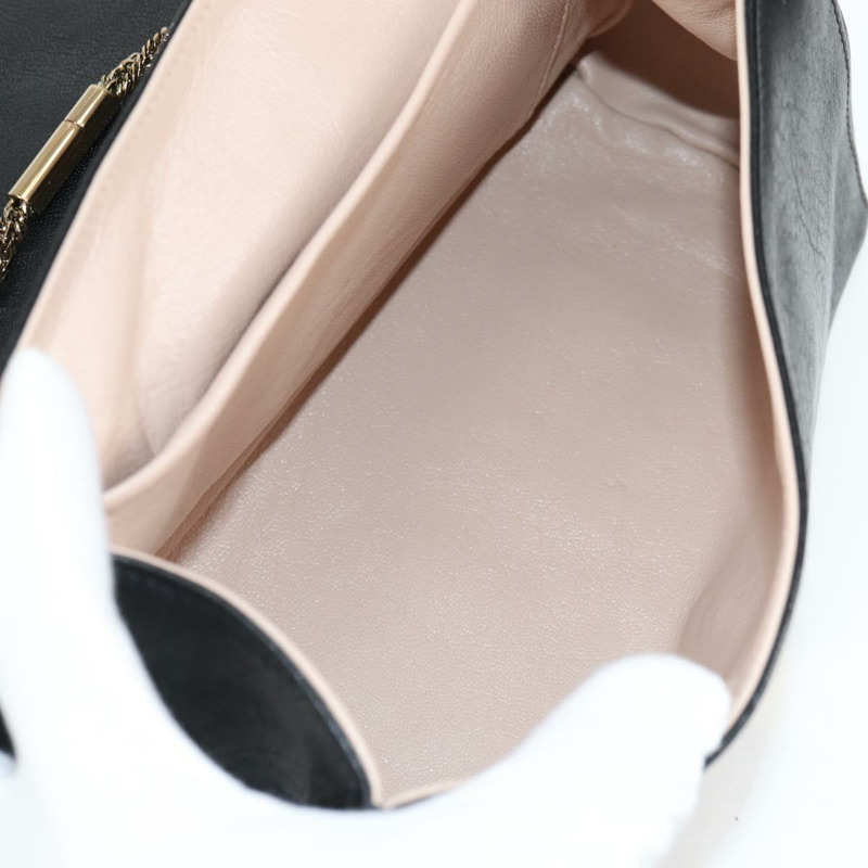 【日本直送】Chloe 鏈條 June 單肩包 皮革 黑金 正品 BA4019V-9