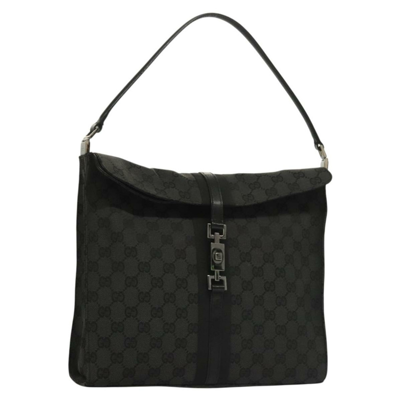 【日本直送】GUCCI GG 帆布 Jackie 肩背包 黑銀 001 3355 1781 正品 133986-0