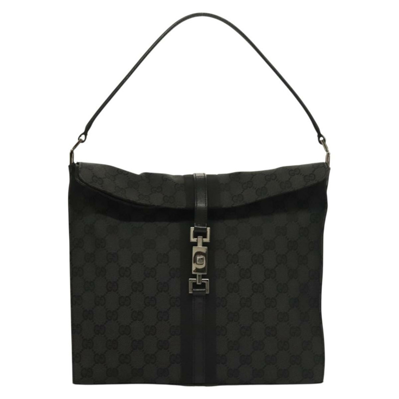 【日本直送】GUCCI GG 帆布 Jackie 肩背包 黑銀 001 3355 1781 正品 133986-12