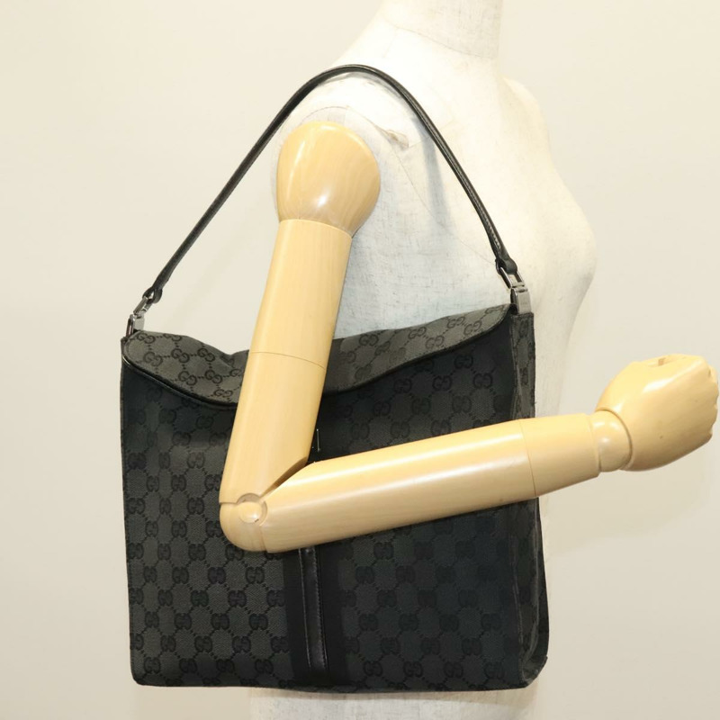 【日本直送】GUCCI GG 帆布 Jackie 肩背包 黑銀 001 3355 1781 正品 133986-22