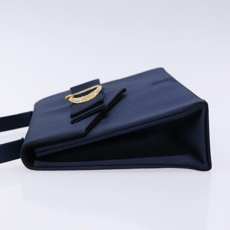 【日本直送】克莉絲汀‧迪奧 (Christian Dior) 手提包 緞面海軍藍金色 正品 PP872-3