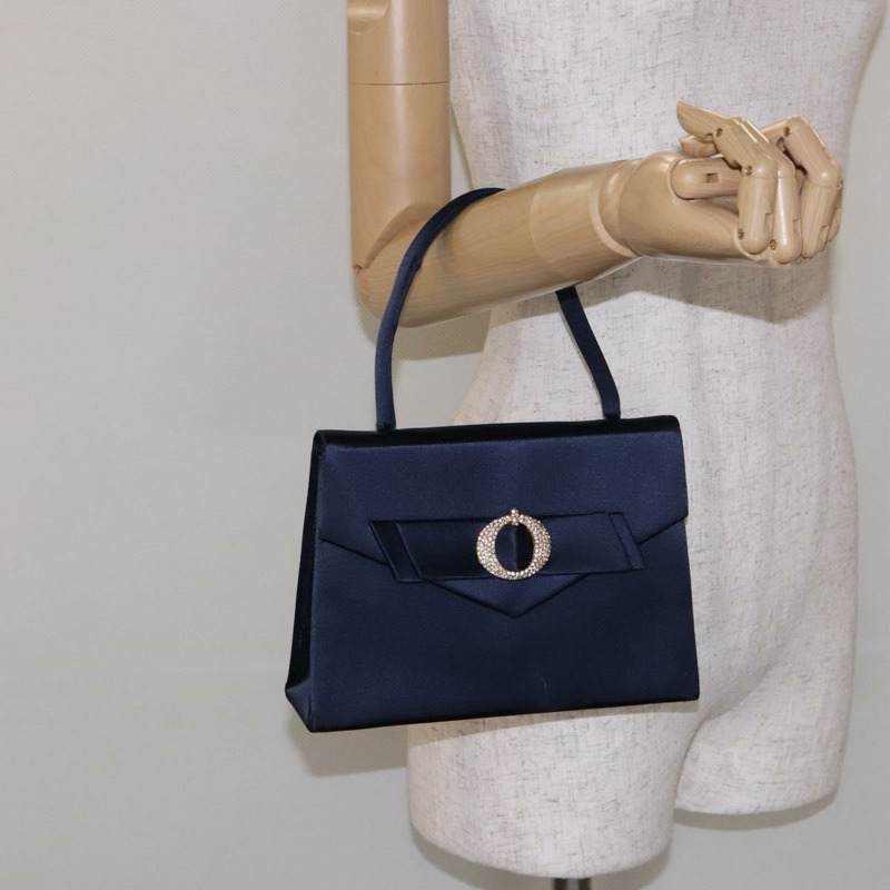 【日本直送】克莉絲汀‧迪奧 (Christian Dior) 手提包 緞面海軍藍金色 正品 PP872-21