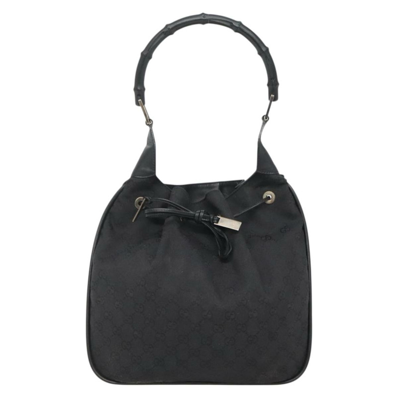 【日本直送】GUCCI 竹節 GG 帆布單肩包 黑銀 001 4033 正品 yk19021-12