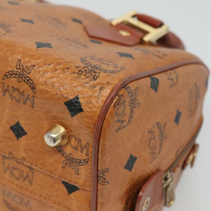 【日本直送】MCM Logoogram Vicetos 波士頓包 PVC 皮革 棕色 金色 正品 am8857-14