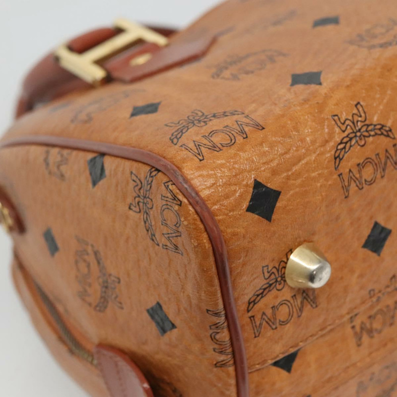 【日本直送】MCM Logoogram Vicetos 波士頓包 PVC 皮革 棕色 金色 正品 am8857-15