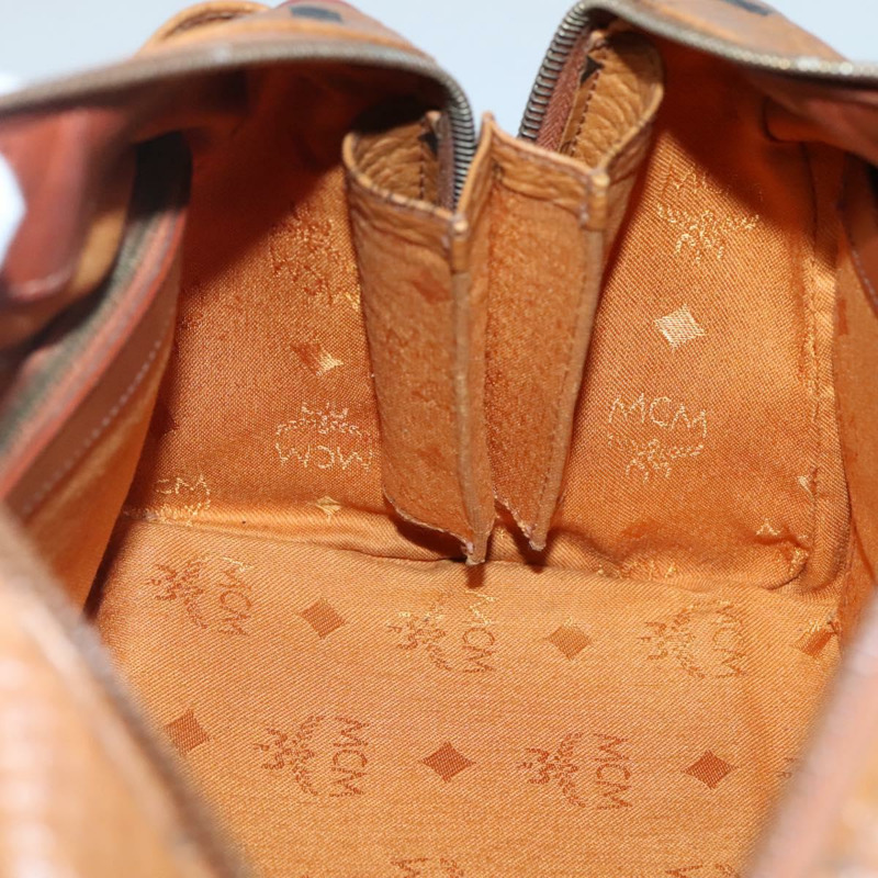 【日本直送】MCM Logoogram Vicetos 波士頓包 PVC 皮革 棕色 金色 正品 am8857-17