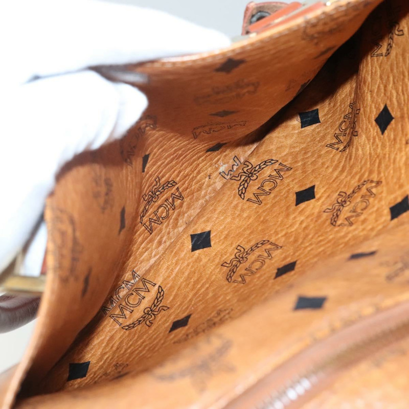 【日本直送】MCM Logoogram Vicetos 波士頓包 PVC 皮革 棕色 金色 正品 am8857-20