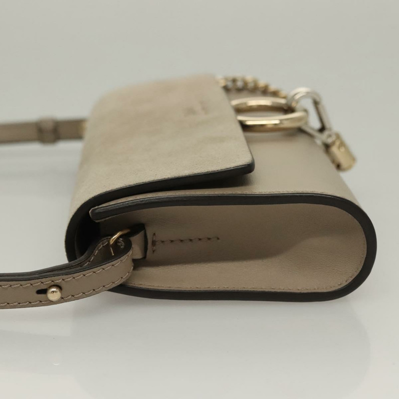【日本直送】Chloe Fay 肩背包 絨面革 米色金色 正品 am8818-3