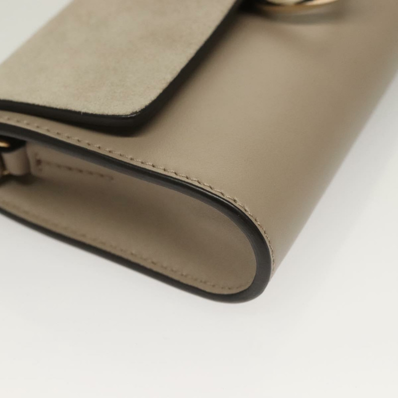【日本直送】Chloe Fay 肩背包 絨面革 米色金色 正品 am8818-14