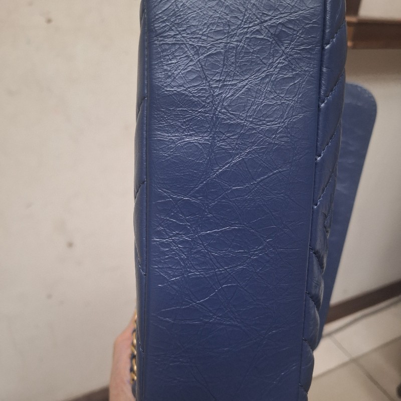 【近全新正品】CHANEL Coco Handle 小羊皮/荔枝皮藍金 小型 24cm 附卡有序號-11