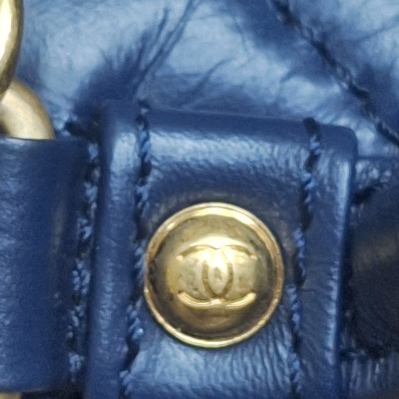 【近全新正品】CHANEL Coco Handle 小羊皮/荔枝皮藍金 小型 24cm 附卡有序號-18