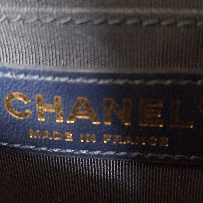 【近全新正品】CHANEL Coco Handle 小羊皮/荔枝皮藍金 小型 24cm 附卡有序號-23