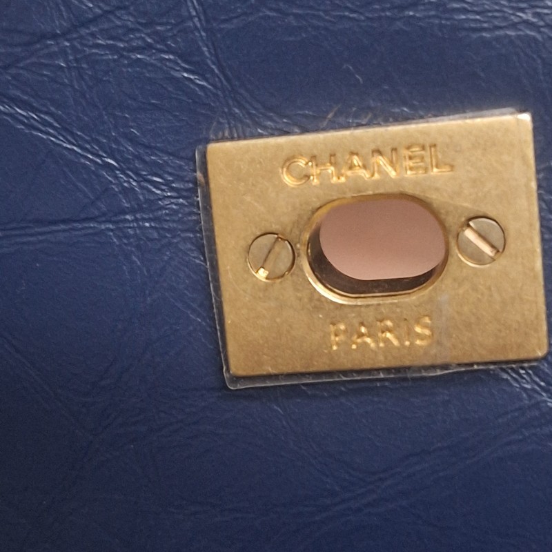 【近全新正品】CHANEL Coco Handle 小羊皮/荔枝皮藍金 小型 24cm 附卡有序號-25