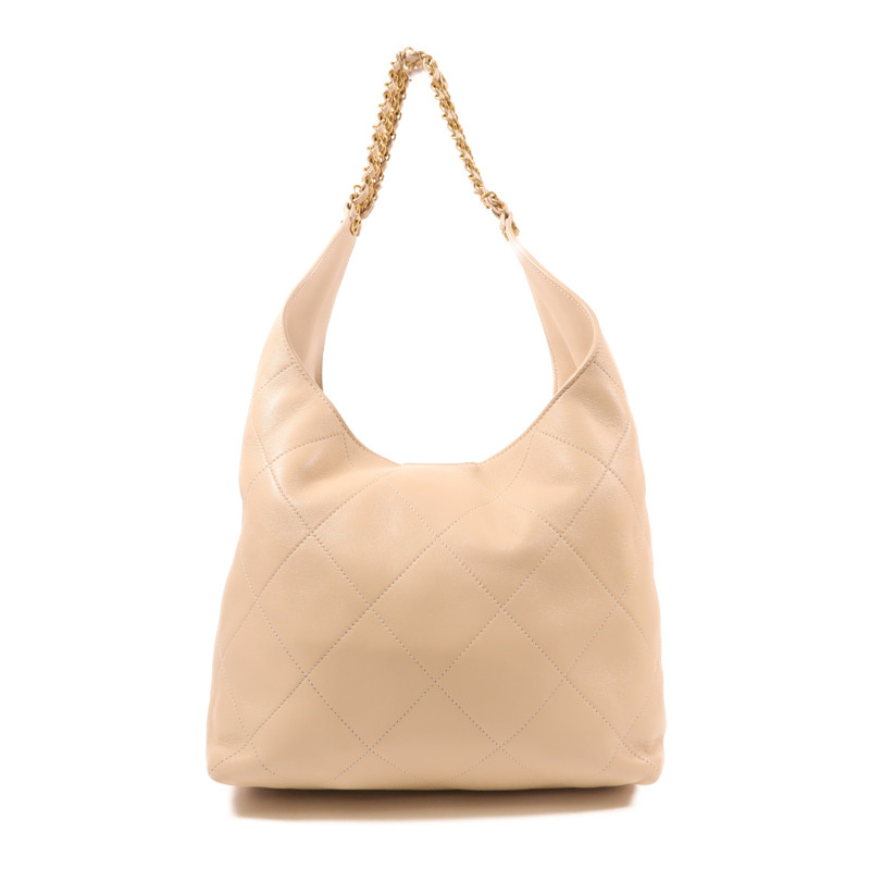 CHANEL 牛皮皮革Hobo Bag金扣鏈帶肩背袋-1