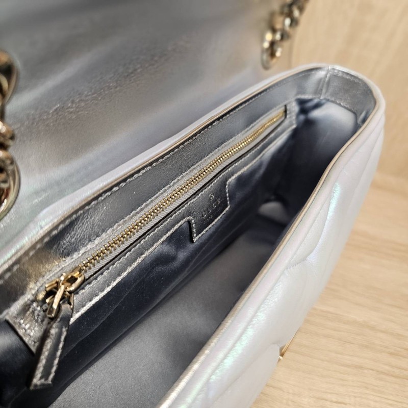 [珠光馬夢❣️]Gucci 珠光銀釦Marmont肩斜背包-7