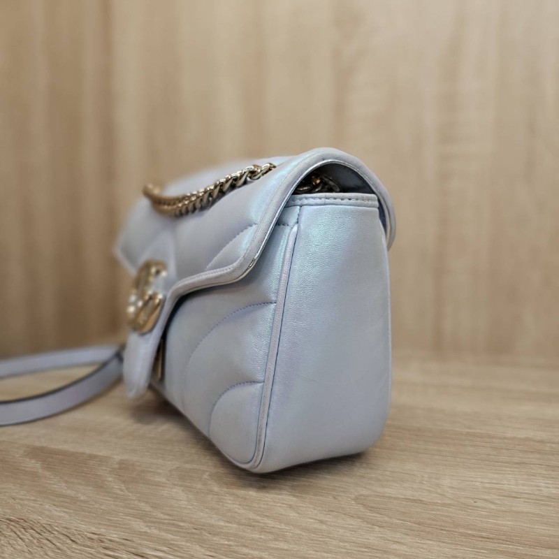 [珠光馬夢❣️]Gucci 珠光銀釦Marmont肩斜背包-11