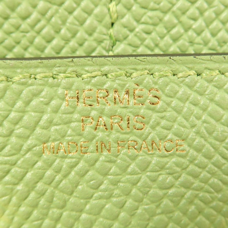 HERMES Epsom皮革Constance Slim金扣錢包Vert Criquet-5