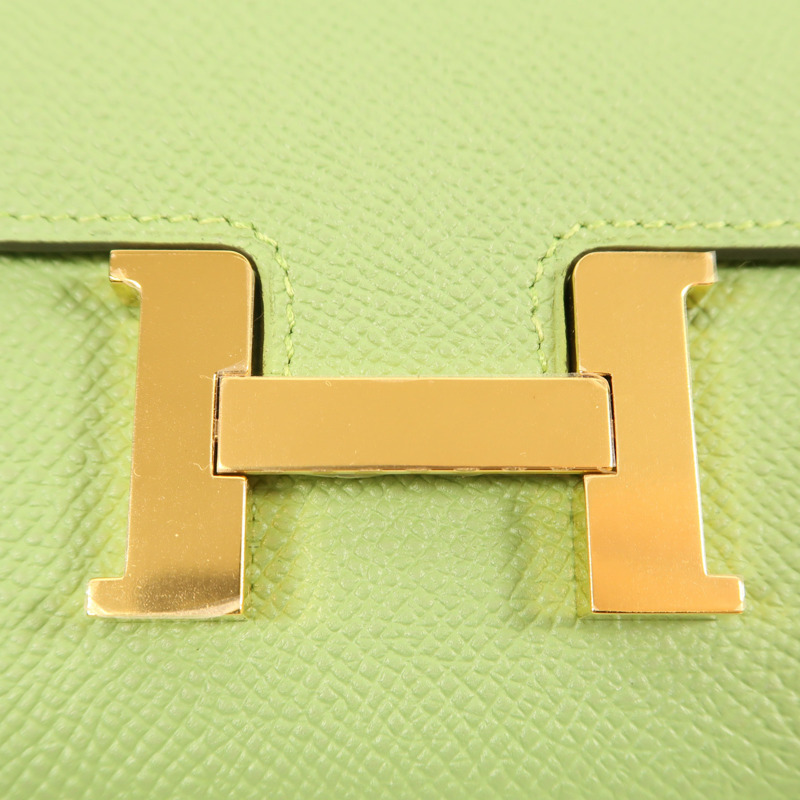 HERMES Epsom皮革Constance Slim金扣錢包Vert Criquet-7