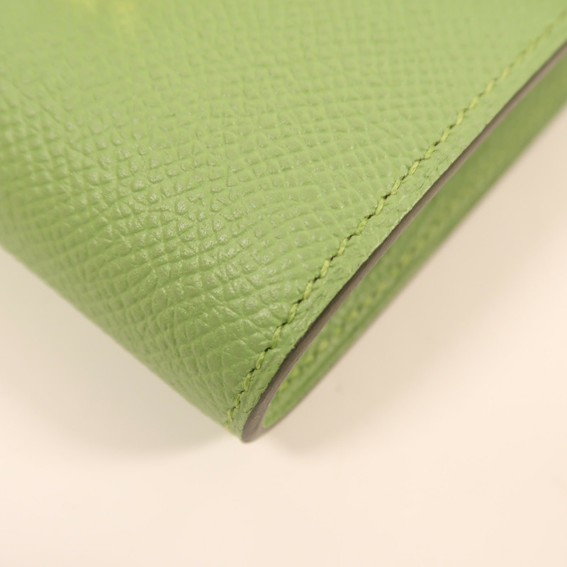 HERMES Epsom皮革Constance Slim金扣錢包Vert Criquet-8