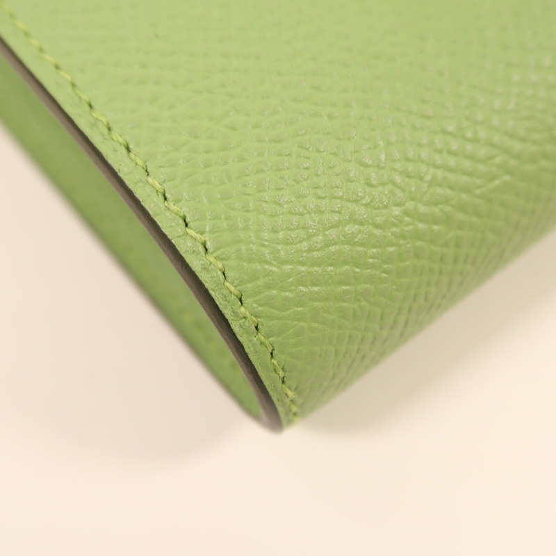 HERMES Epsom皮革Constance Slim金扣錢包Vert Criquet-9