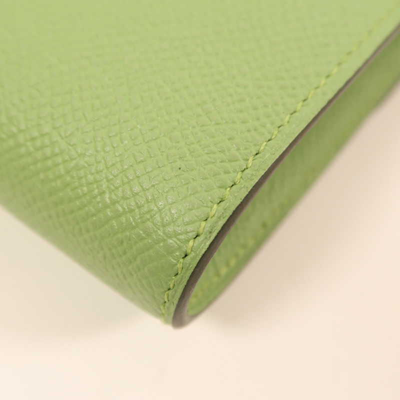 HERMES Epsom皮革Constance Slim金扣錢包Vert Criquet-10