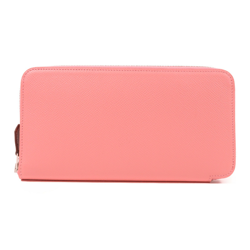 HERMES Epsom皮革Silk In Classic銀扣長錢包Rose Confetti-1