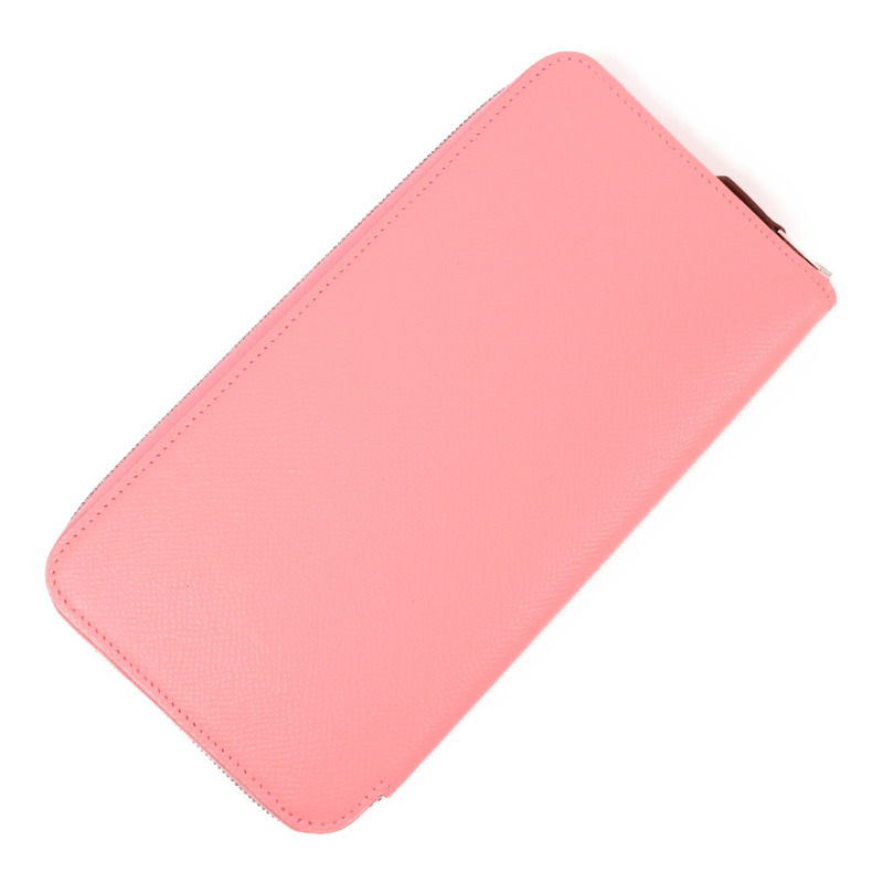 HERMES Epsom皮革Silk In Classic銀扣長錢包Rose Confetti-2