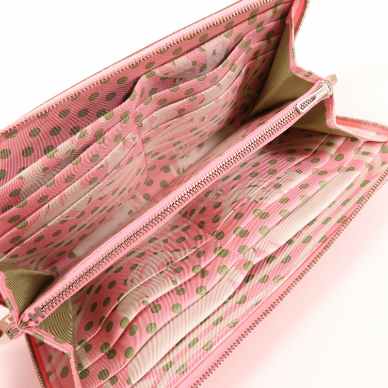 HERMES Epsom皮革Silk In Classic銀扣長錢包Rose Confetti-4