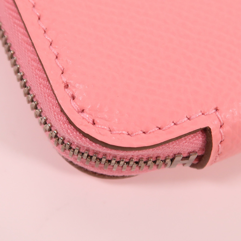 HERMES Epsom皮革Silk In Classic銀扣長錢包Rose Confetti-8