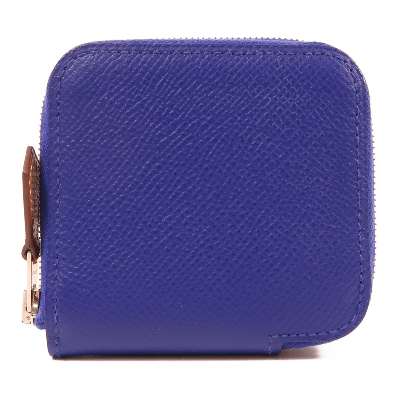 HERMES Epsom皮革Coin Purse銀扣零錢包Bleu Electrique-0