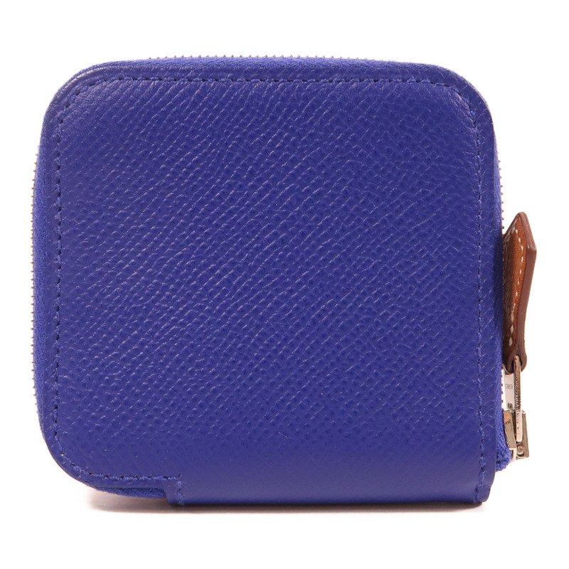 HERMES Epsom皮革Coin Purse銀扣零錢包Bleu Electrique-1