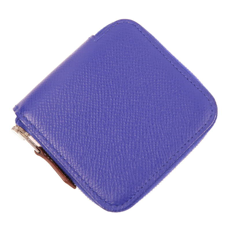 HERMES Epsom皮革Coin Purse銀扣零錢包Bleu Electrique-3