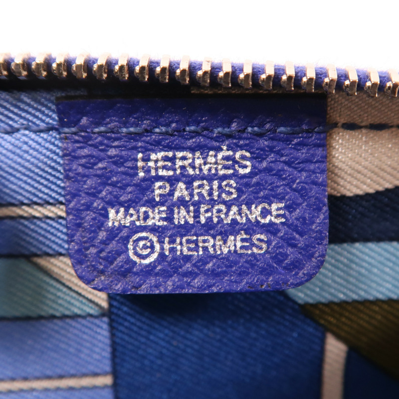 HERMES Epsom皮革Coin Purse銀扣零錢包Bleu Electrique-5