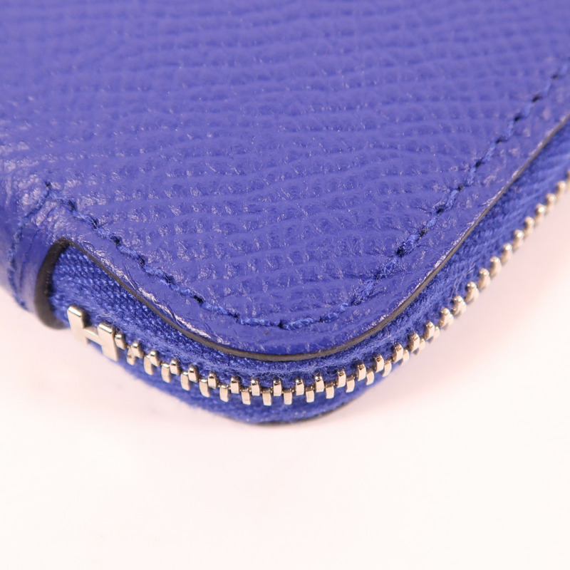 HERMES Epsom皮革Coin Purse銀扣零錢包Bleu Electrique-7
